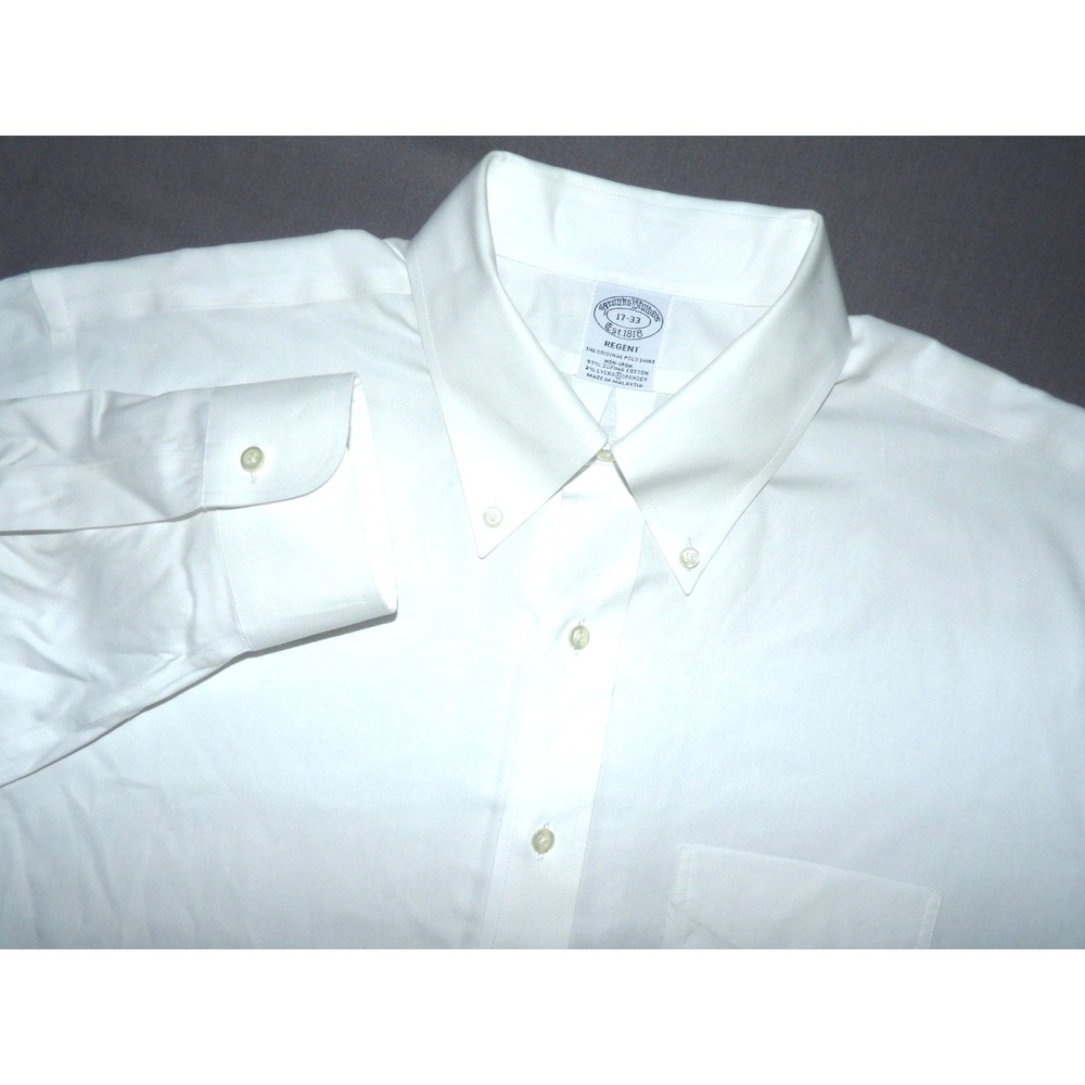 Brooks Brothers Non-Iron REGENT Stretch White Button Up Dress Shirt Men's 17-33